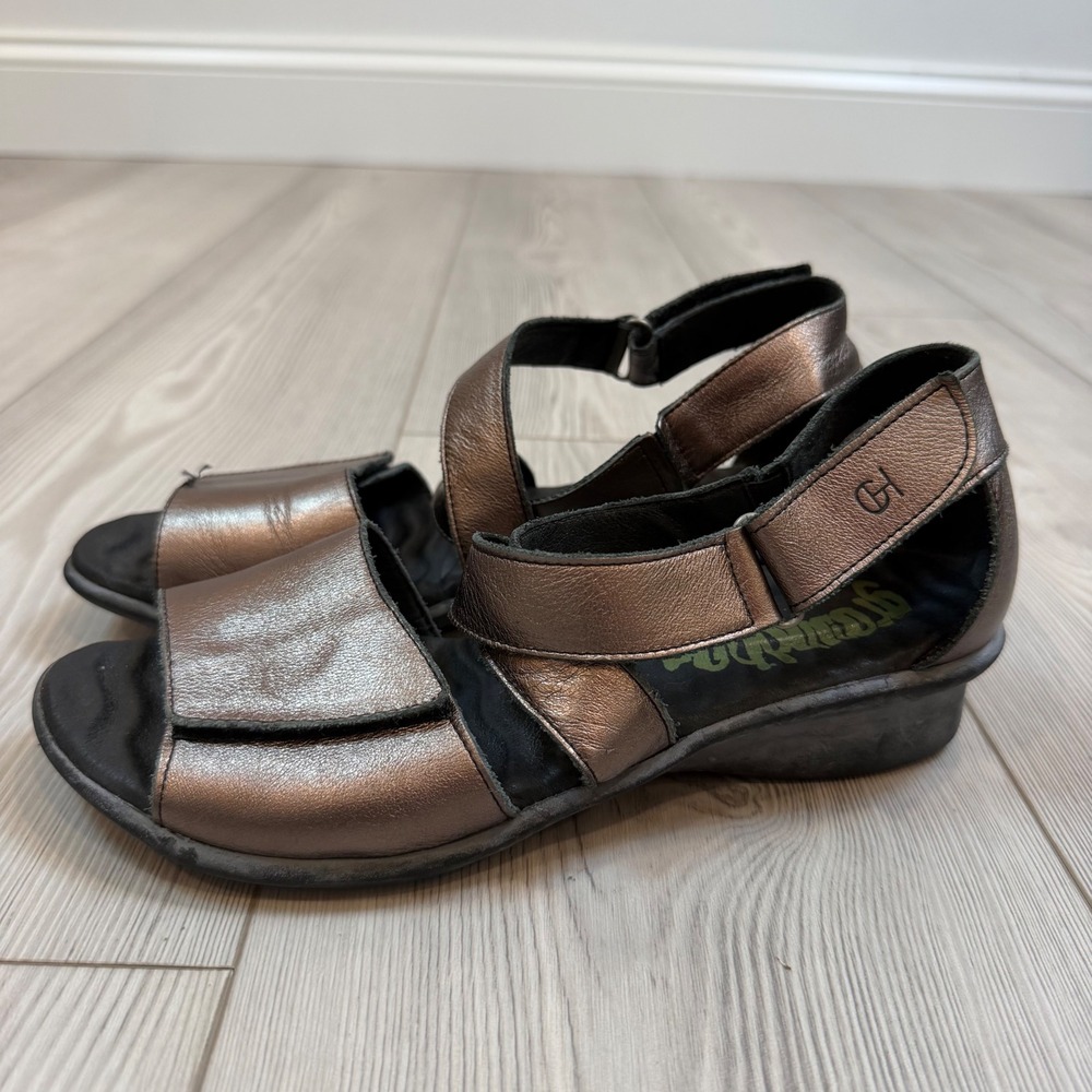 Groundhog Freetime Metallic Bronze Leather Comfort Sandals Made in Portugal 38
